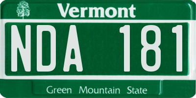 VT license plate NDA181