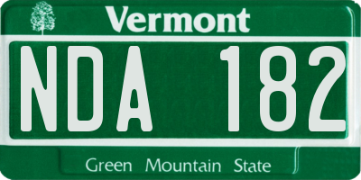VT license plate NDA182