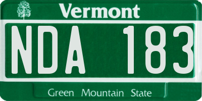 VT license plate NDA183