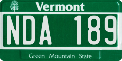 VT license plate NDA189