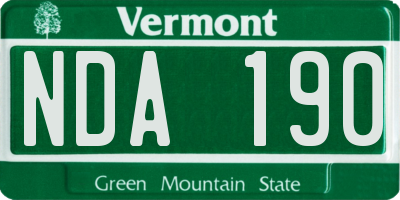 VT license plate NDA190