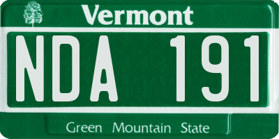VT license plate NDA191