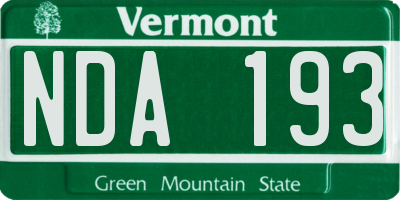 VT license plate NDA193