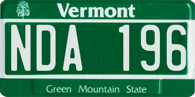 VT license plate NDA196