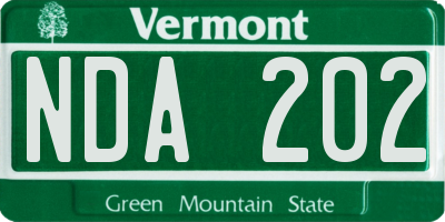 VT license plate NDA202