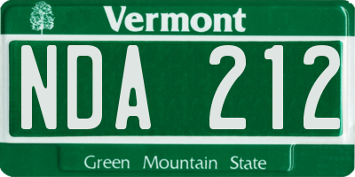 VT license plate NDA212