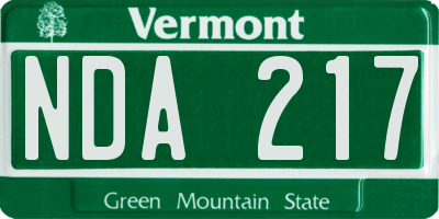 VT license plate NDA217