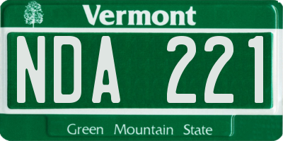 VT license plate NDA221
