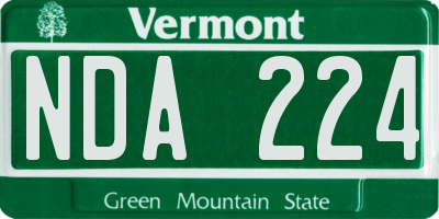 VT license plate NDA224