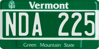 VT license plate NDA225