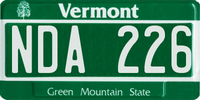 VT license plate NDA226