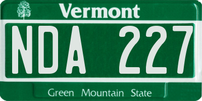 VT license plate NDA227