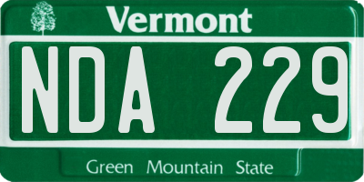 VT license plate NDA229