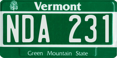 VT license plate NDA231