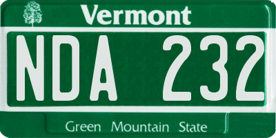 VT license plate NDA232