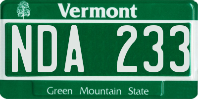 VT license plate NDA233