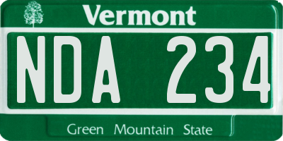 VT license plate NDA234