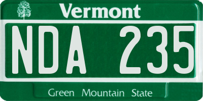 VT license plate NDA235