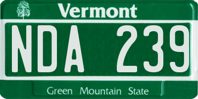 VT license plate NDA239