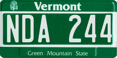 VT license plate NDA244