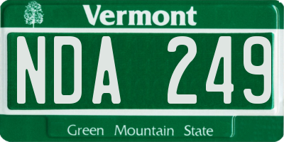 VT license plate NDA249