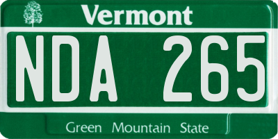 VT license plate NDA265