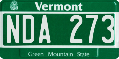 VT license plate NDA273