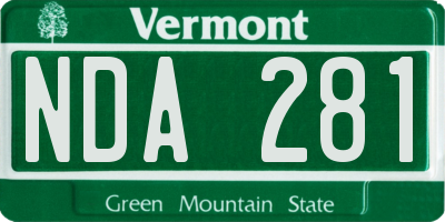 VT license plate NDA281