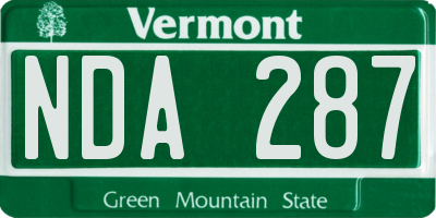 VT license plate NDA287