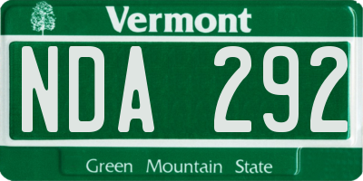 VT license plate NDA292