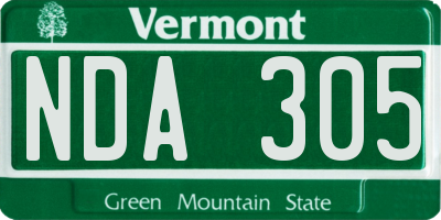 VT license plate NDA305
