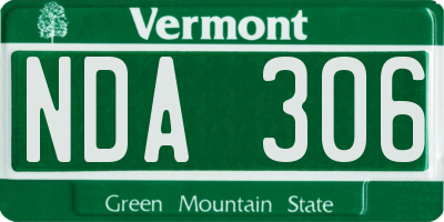 VT license plate NDA306