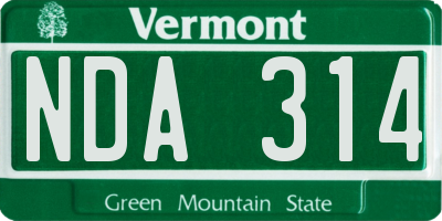 VT license plate NDA314
