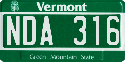 VT license plate NDA316