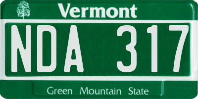 VT license plate NDA317