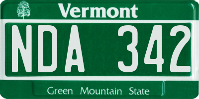 VT license plate NDA342