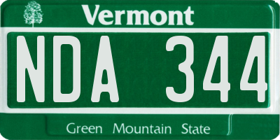 VT license plate NDA344