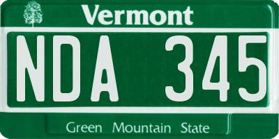 VT license plate NDA345