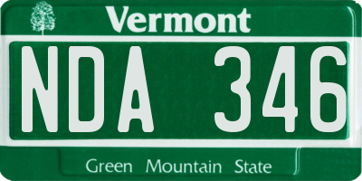 VT license plate NDA346