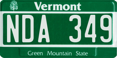 VT license plate NDA349