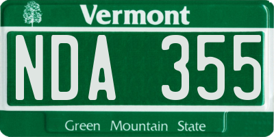 VT license plate NDA355