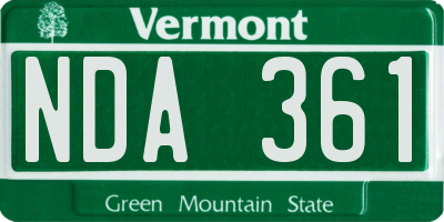 VT license plate NDA361