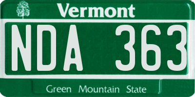 VT license plate NDA363