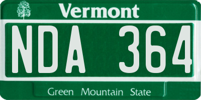VT license plate NDA364
