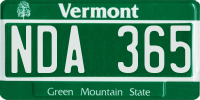 VT license plate NDA365