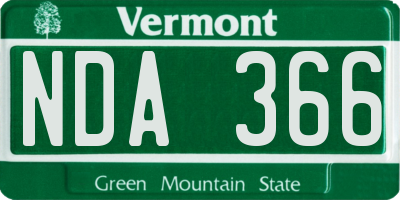 VT license plate NDA366