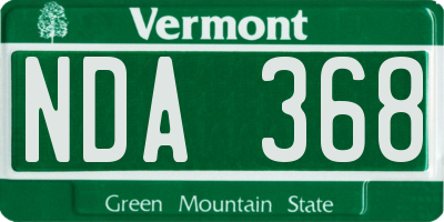 VT license plate NDA368