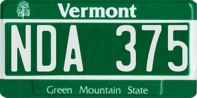 VT license plate NDA375