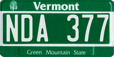VT license plate NDA377