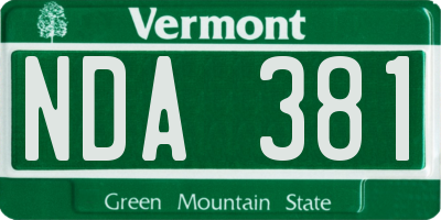 VT license plate NDA381